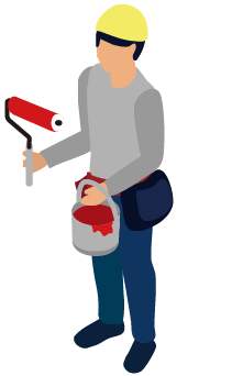 ペンキの道具を持っているイラスト